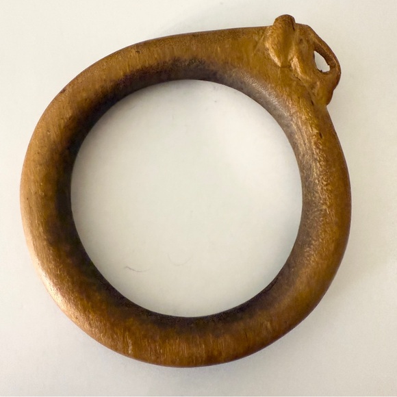 Jewelry - Vintage Hand Carved Elephant Wood Bracelet Animal Bangle‎ Boho Hippie Nature Tan